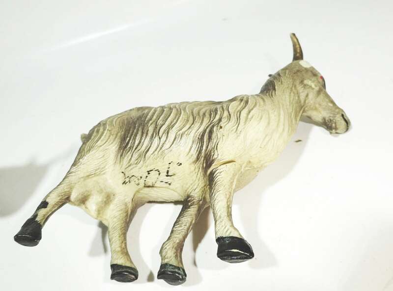 Alte Krippenfiguren 3 Stück Zelluloid Tiere Krippentiere Esel Ziege Schaf 