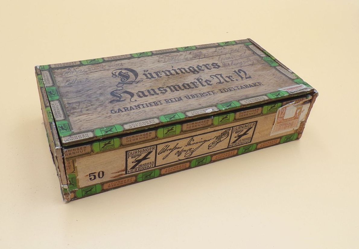 Alte Zigarrenkiste Dürninger Hausmarke Nr 12 Herrnhut 