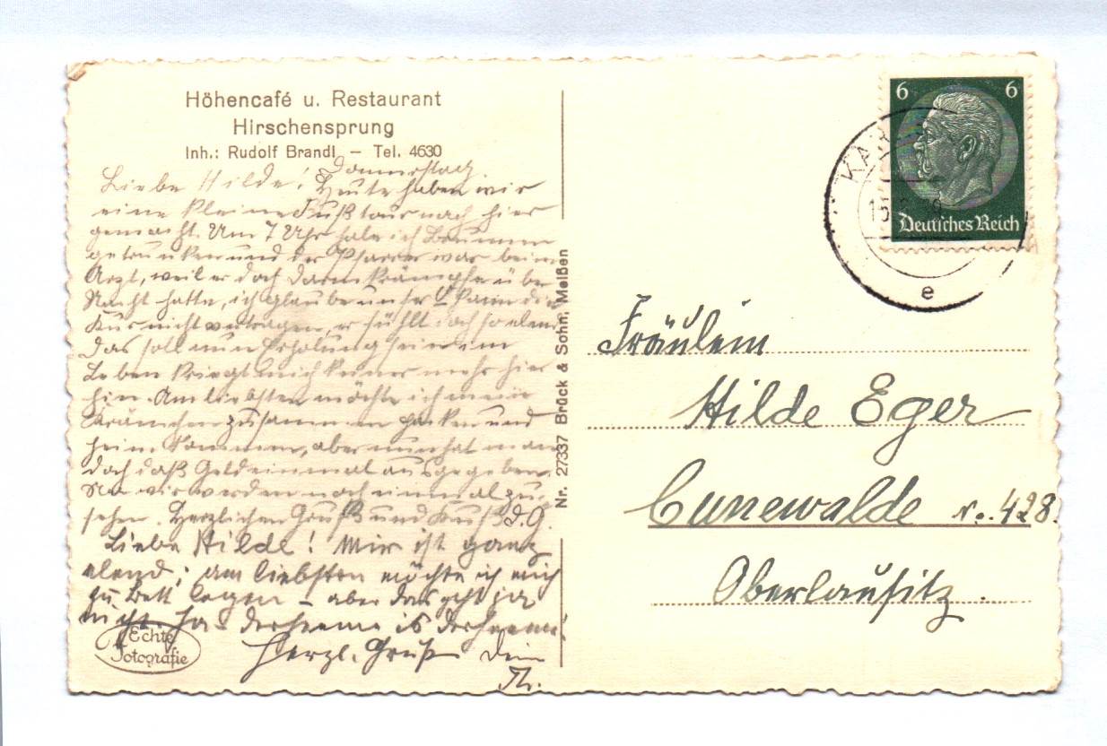 Ak Karlsbad Blick vom Cafe Hirschensprung 1939 Tschechien Ak Karlsbad Blick vom Cafe Hirschensprung 1939 Tschechien