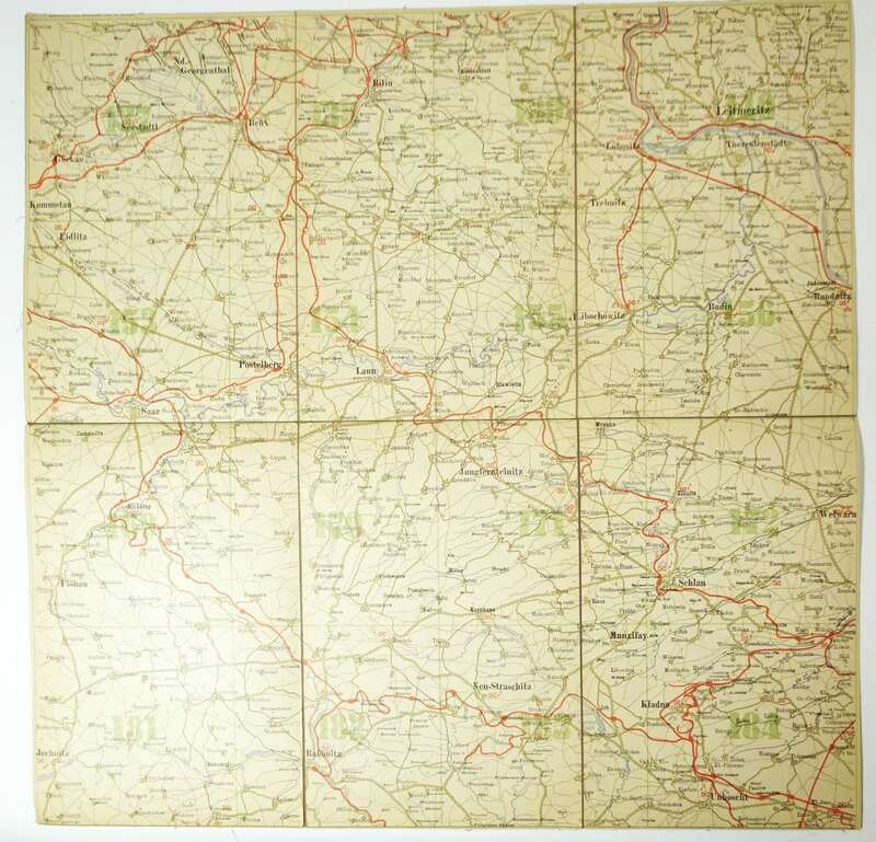 Landkarte Leitmeritz Kladno Postelberg Leinenlandkarte Tschechien