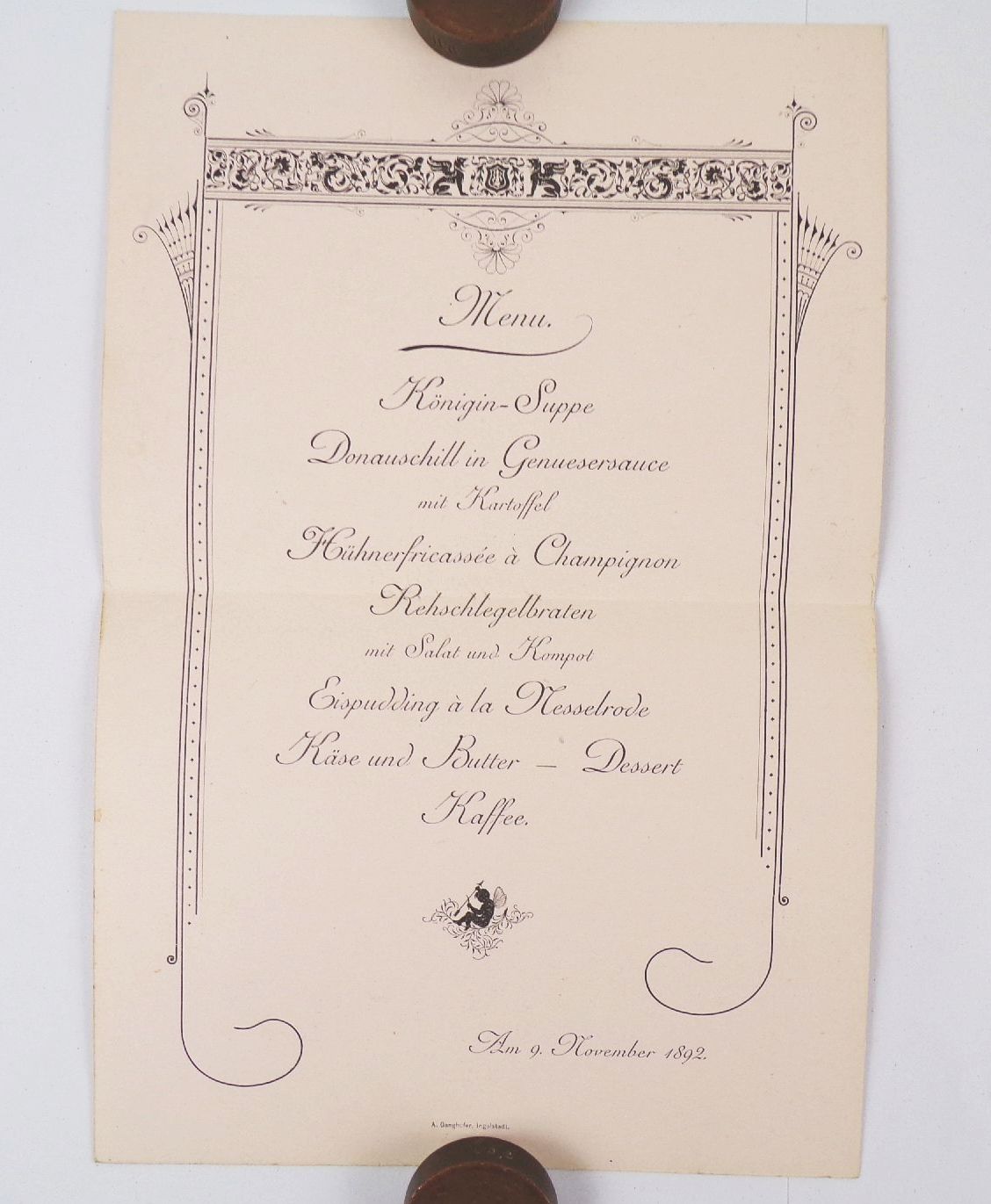 Alte Litho Speisekarte kgl bayerisches 13 Infanterie Regiment Ingolstadt Menü Karte 