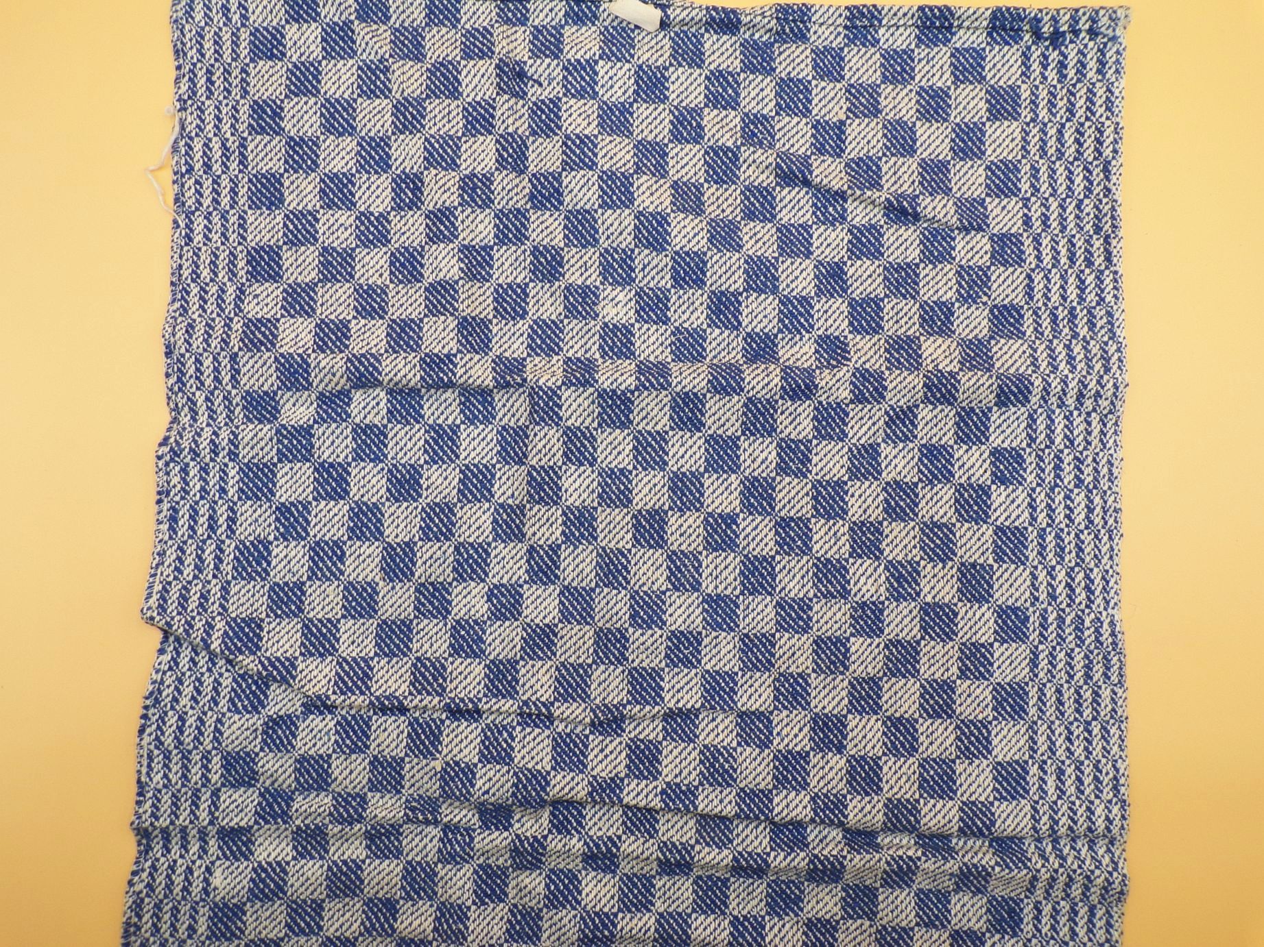 Altes Grubentuch blau weiss kariert DDR Werkstatt Tuch Vintage Handtuch