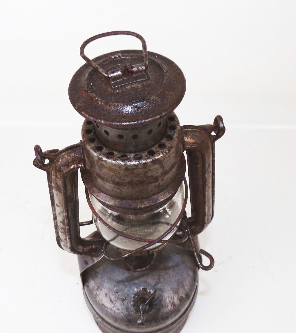 Alte Karbid Lampe Friemann u Wolf Zwickau Feuerhand Glas RAD Militär 2 Wk