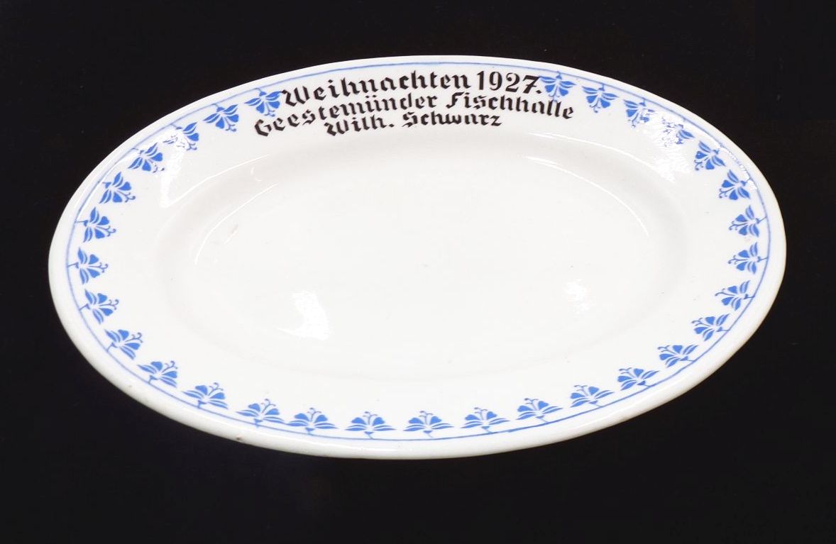 Alter Teller Weihnachten 1927 Geestemünde Fischhalle Wilhelm Schwarz