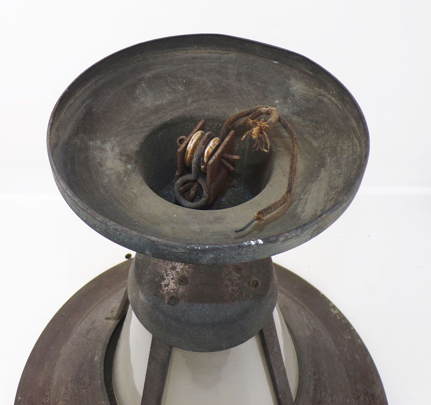 Alte Lampe Deckenleuchte Luzette Glas Metall E40 Industriedesign Loft 