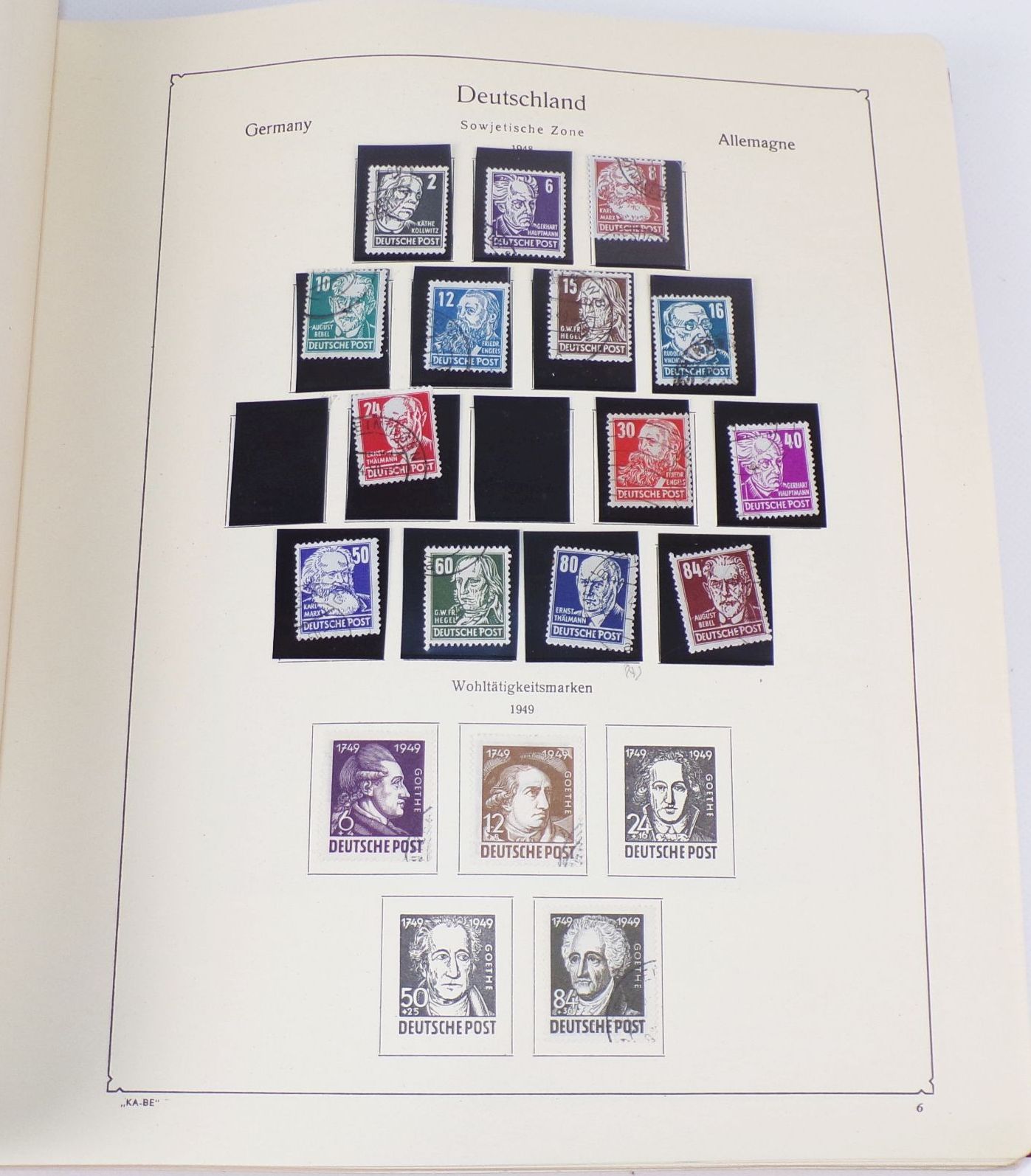 Kabe Album SBZ DDR 1949 bis 1968 Briefmarken Mao Schiller Köpfe