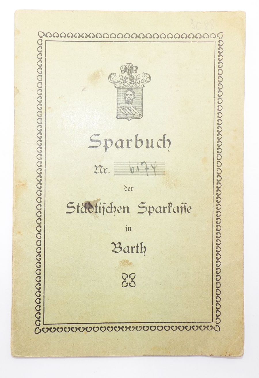 Sparbuch Barth Mecklenburg Städtische Sparkasse 1934 bis 1944