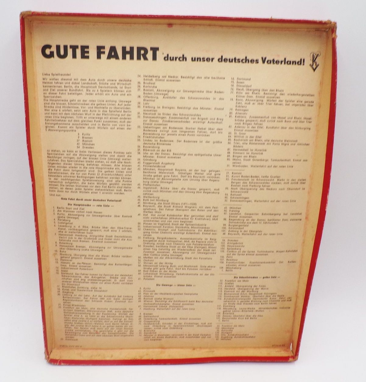 Gute Fahrt durch unser deutsches Vaterland Brettspiel Kratzsch Spiele 1950 er 