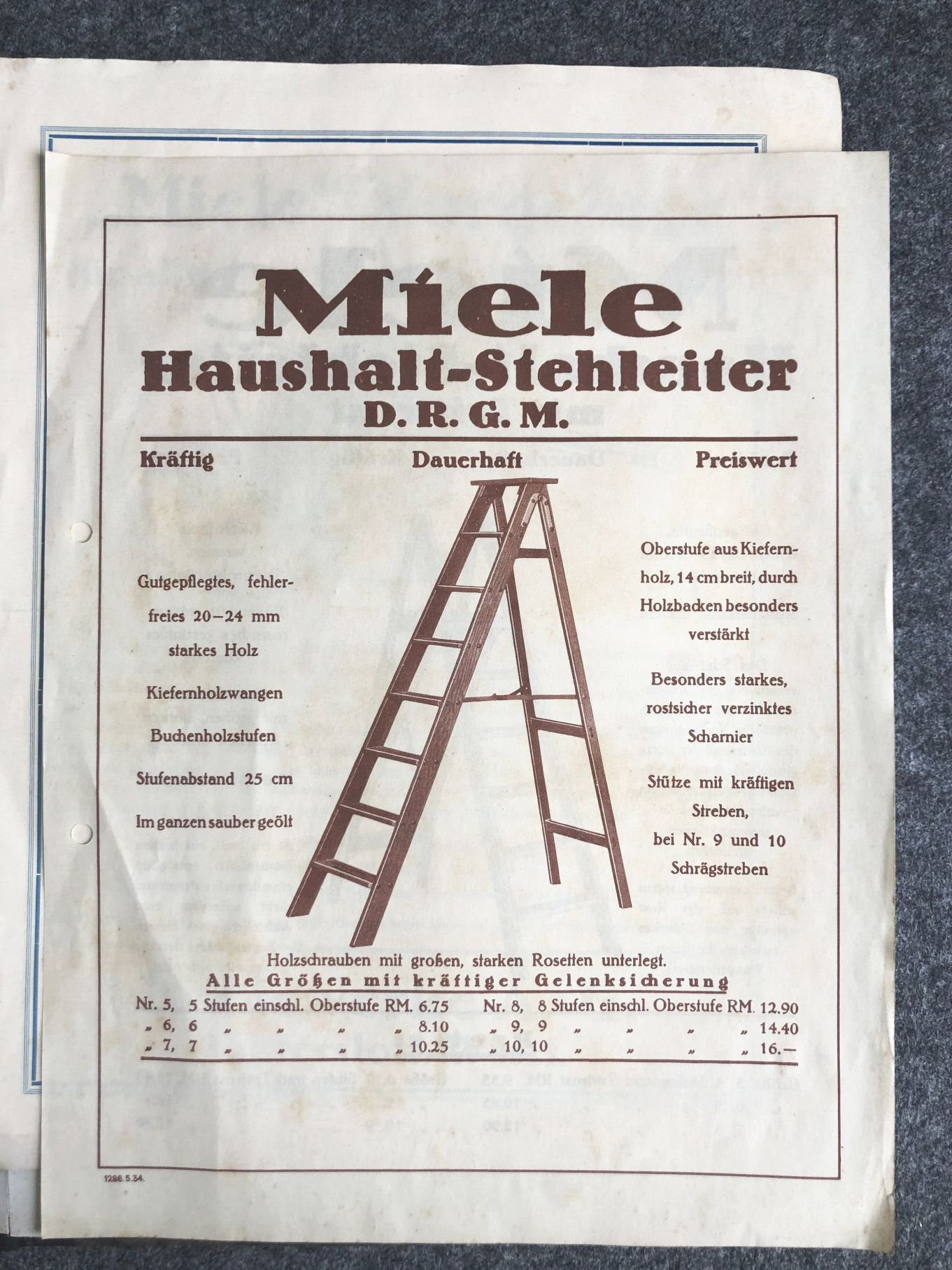 Originale Mappe Miele Werke AG Gütersloh Westfalen Prospekte ca 1936 Preislisten