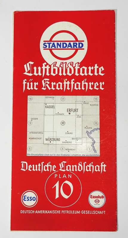 Standard Luftbildkarte Esso Plan 10 Kassel Erfurt Würzburg 1930er 