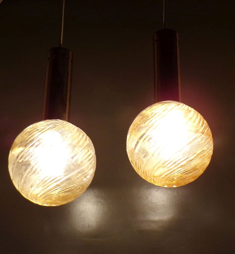 Alte Kugelleuchte Pendellampe E14 Art Deco Vintage 2er Leuchte