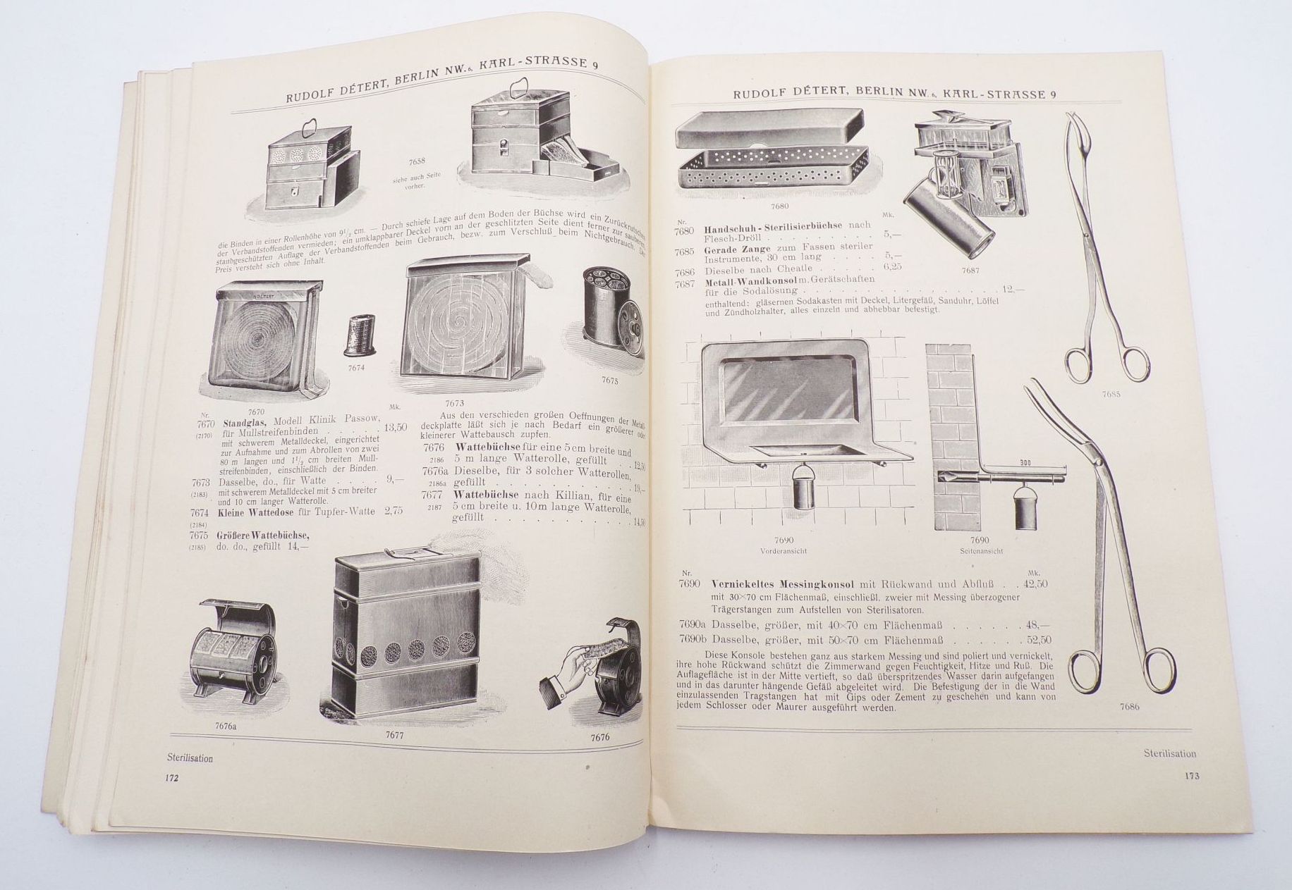 Rudolf Detert Berlin Instrumente für Ohr Nase Hals und Schlund Katalog um 1915