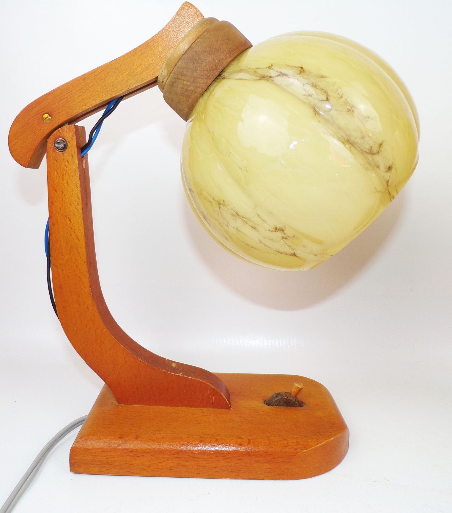 Alte Nachttischlampen Holz Kugellampe Marmor Optik E27 Tischlampe Leuchte