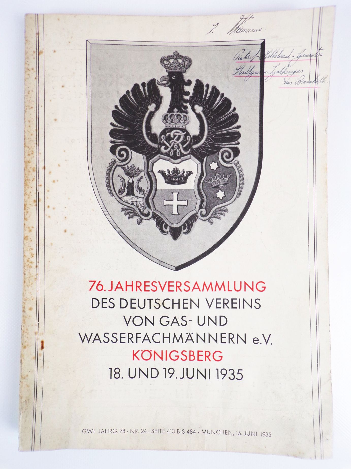 Königsberg 1935 Verein von Gas und Wasserfachmännern Reklame Klempner Königsberg 1935 Verein von Gas und Wasserfachmännern Reklame Klempner