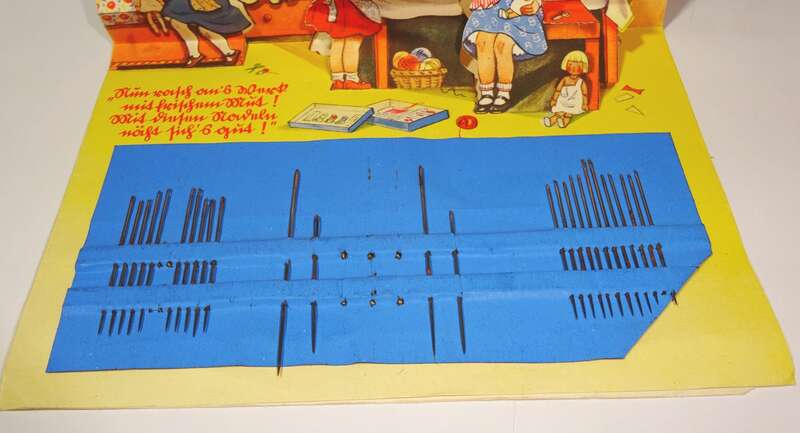 Alte Nadelmappe Kinder Nähstube 1930er Süttlerin Puppen Pop Up 3 D
