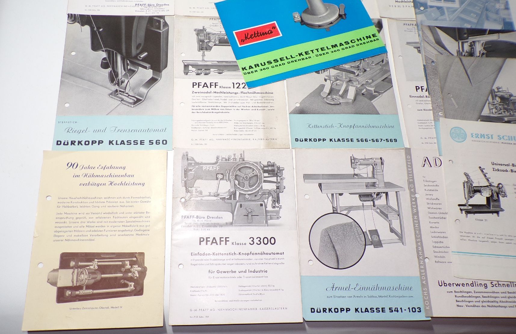 Konvolut Nähmaschinen Prospekte Bedienungsanleitungen Dürkopp Pfaff 