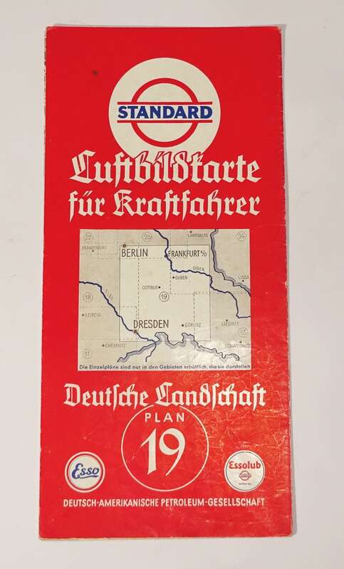 Standard Luftbildkarte Esso Plan 19 Berlin Dresden Frankfurt Oder 1930er 