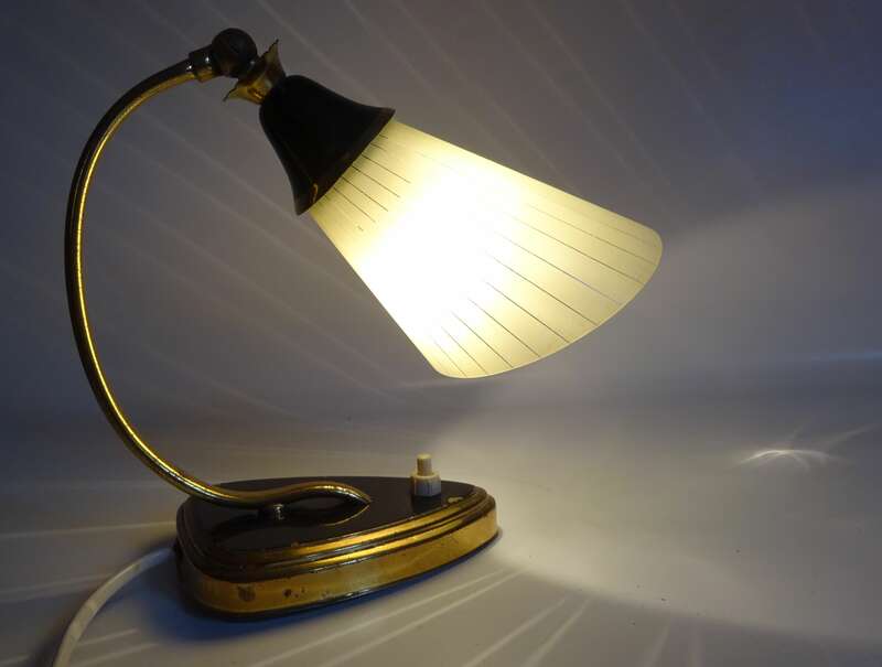 Alte Tischlampe Nachttischlampe Tütenlampe Mid Century 1950er 1960er 