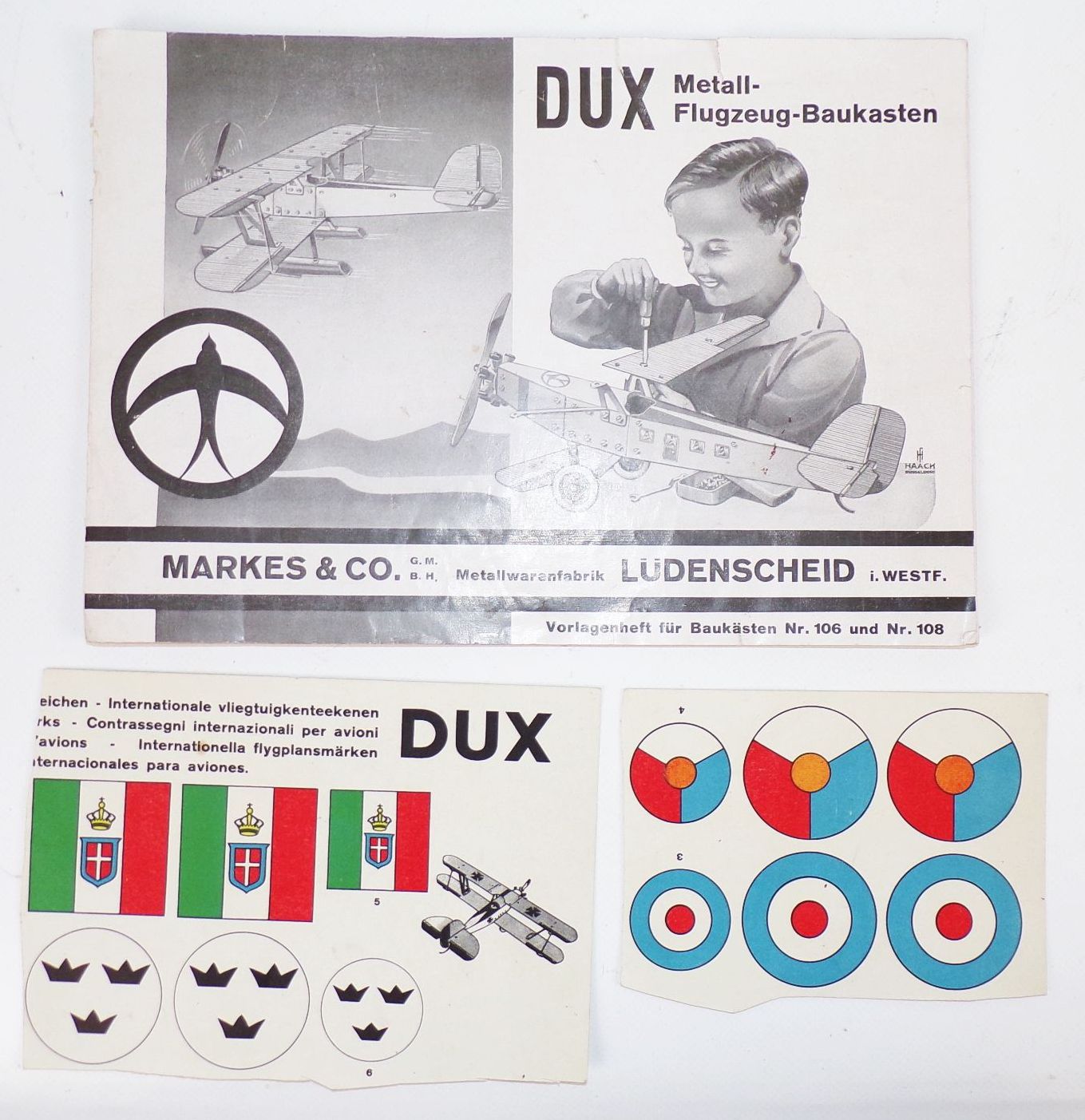 Dux 108 Metall Flugzeug Baukasten Markes u Co Lüdenscheid 1933