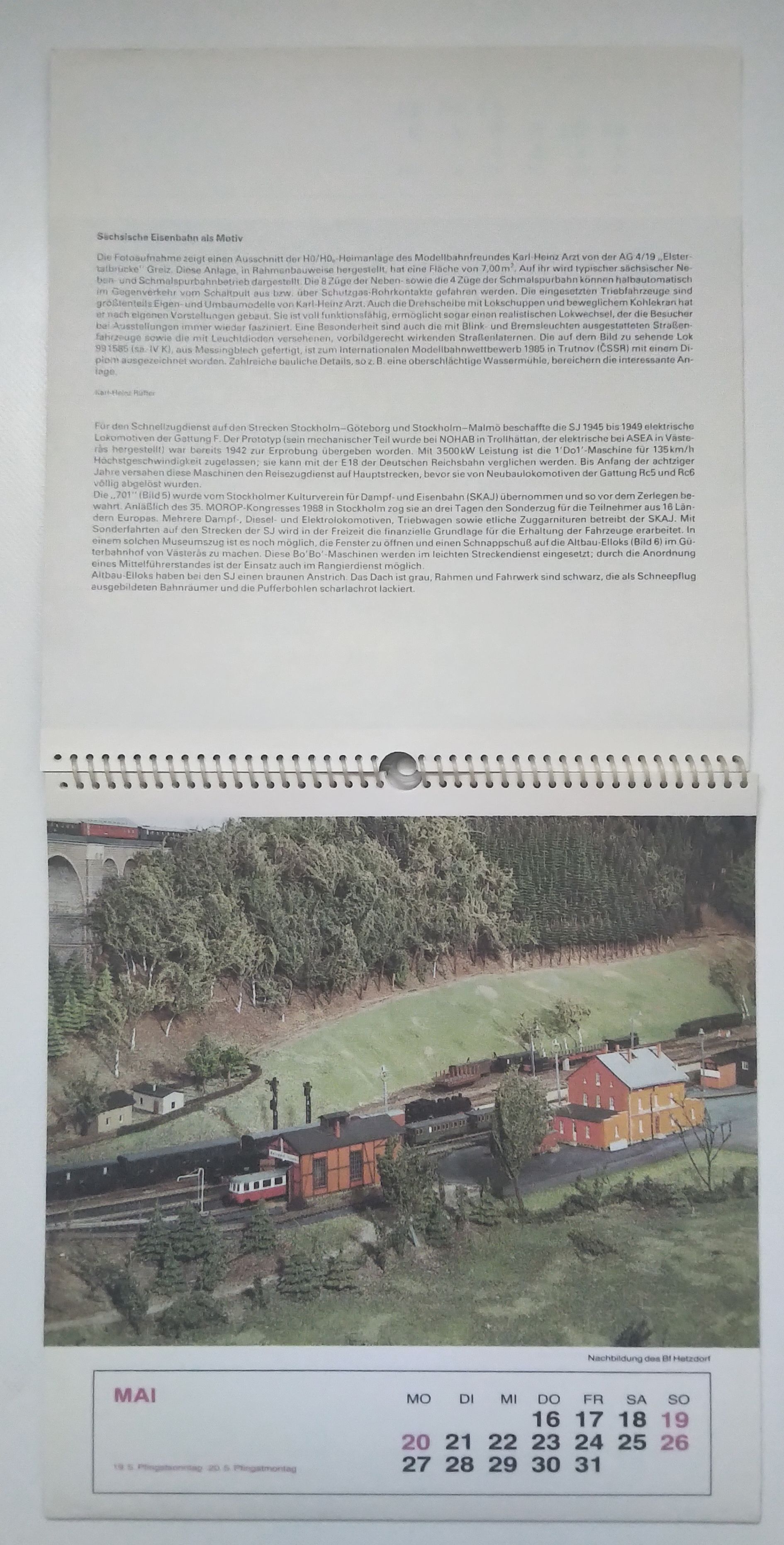 Modelleisenbahn Kalender 1991 Lok 52 200 mit Güterzug