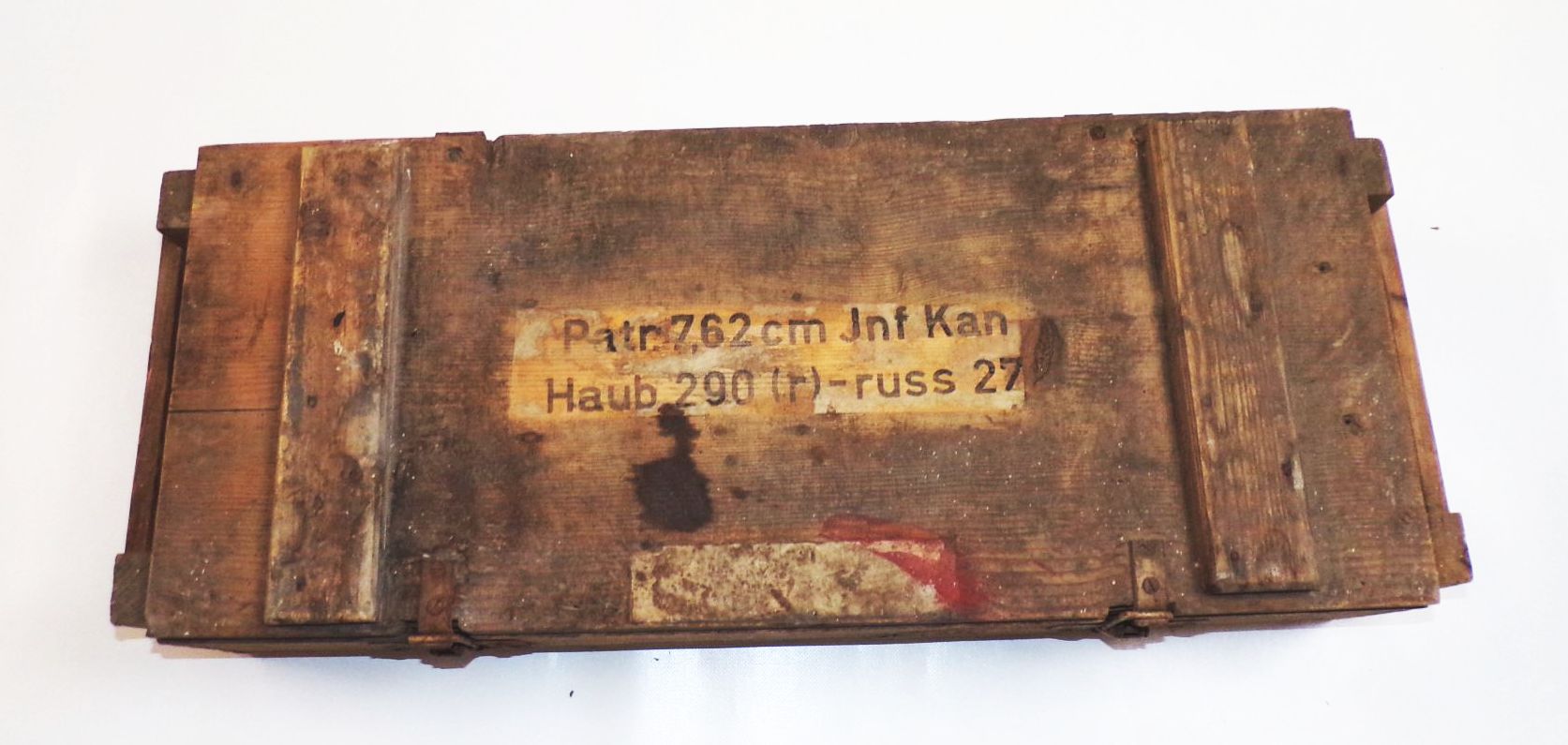 Alte Munitionskiste Patr 7,62 cm inf kan haub 290 russ 27