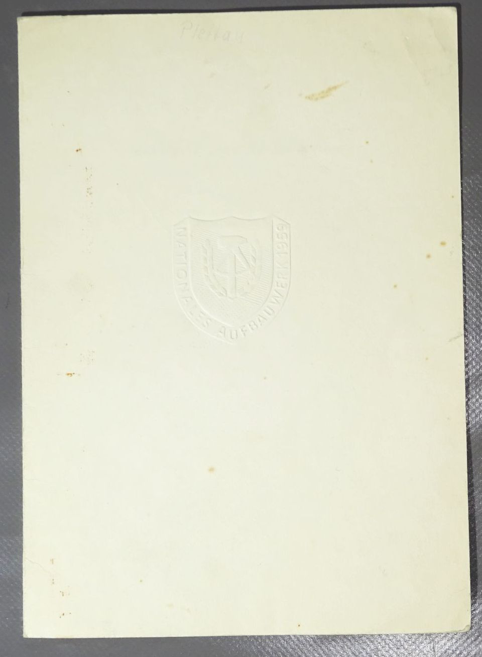 Urkunde Nationales Aufbauwerk Aufbaunadel in Bronze 1959 Görlitz 