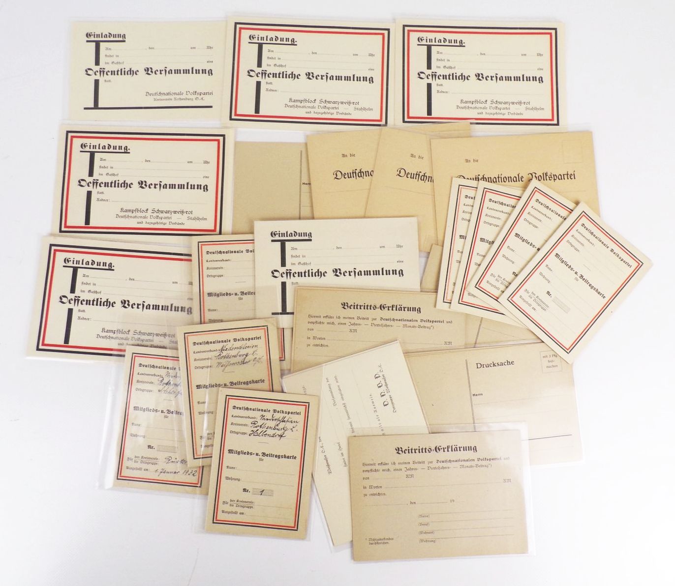 Mitgliedskarten Beitritts Erklärungen Deutschnationale Volkspartei Weißwasser 1932