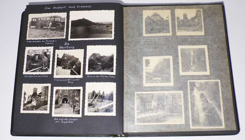 DDR Fotoalbum 1957 Thüringen Reise Eisenach Rudolstadt Wartburg Auto Zoo