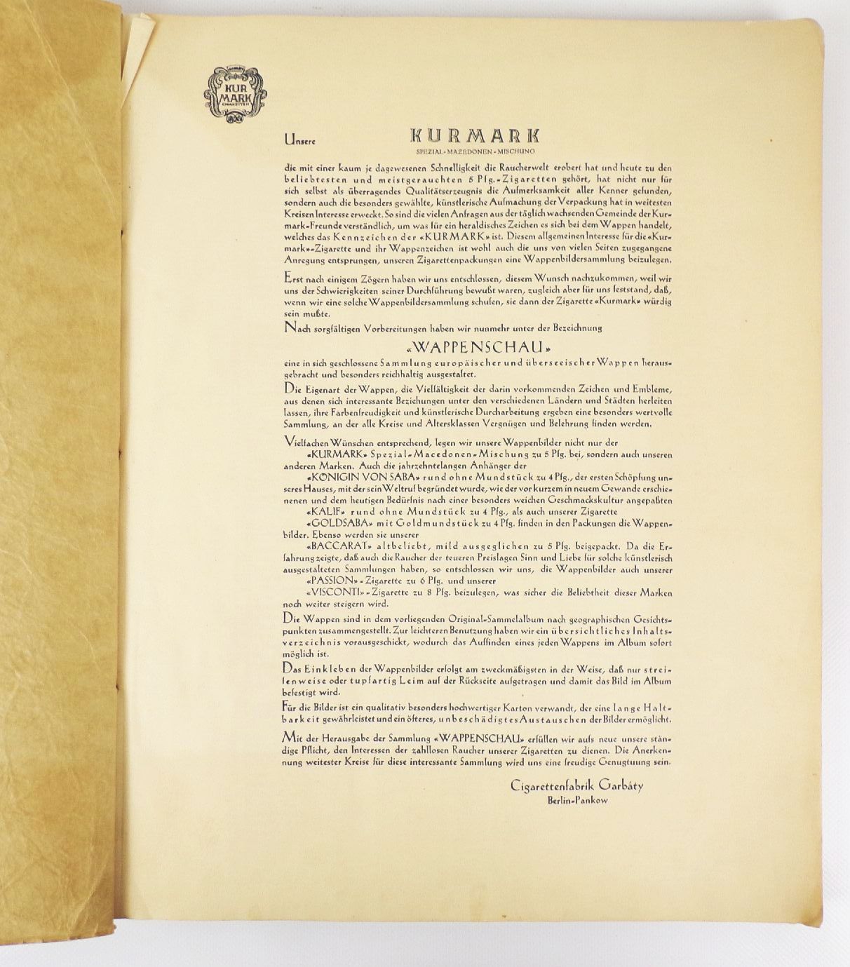 Kurmark Wappenschau Heraldik Sammelbilderalbum Kurmark Wappenschau Heraldik Sammelbilderalbum