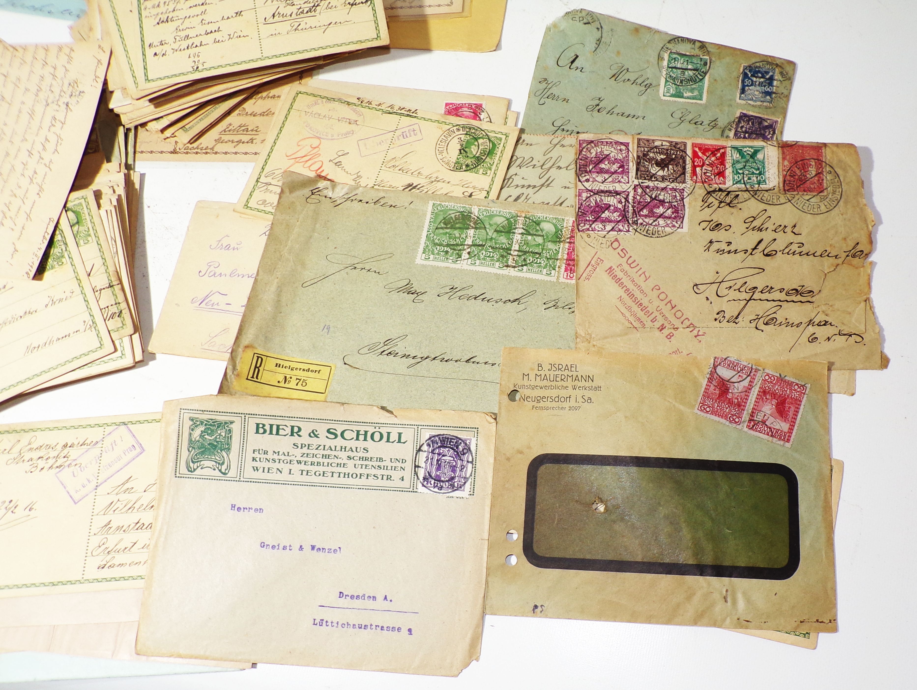 Konvolut Österreich Briefe Zeitungsstreifen Ganzsache KuK Zensur Stempel 