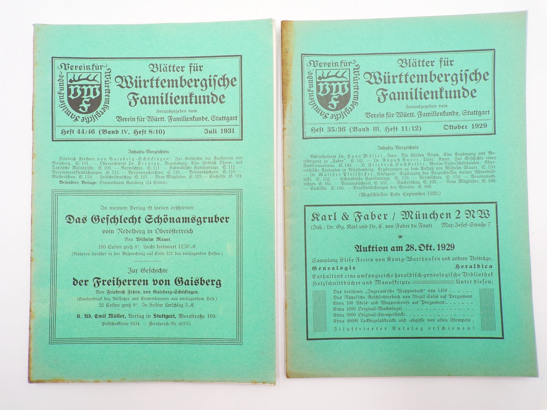 Blätter für Württembergische Familienkunde 1930 