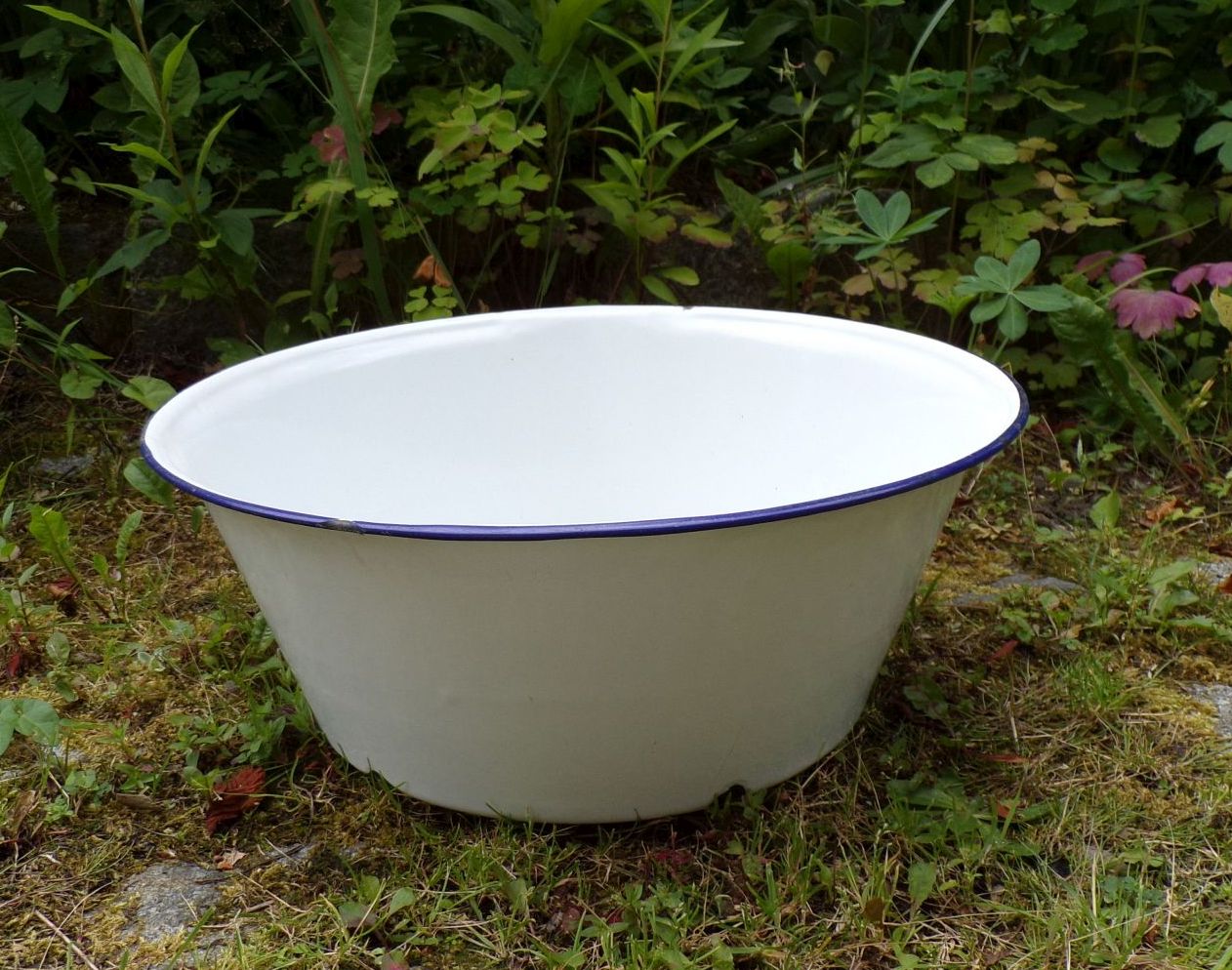Alte Waschschüssel Pflanzschale blau weiß Email Schüssel Vintage Alte Waschschüssel Pflanzschale blau weiß Email Schüssel Vintage