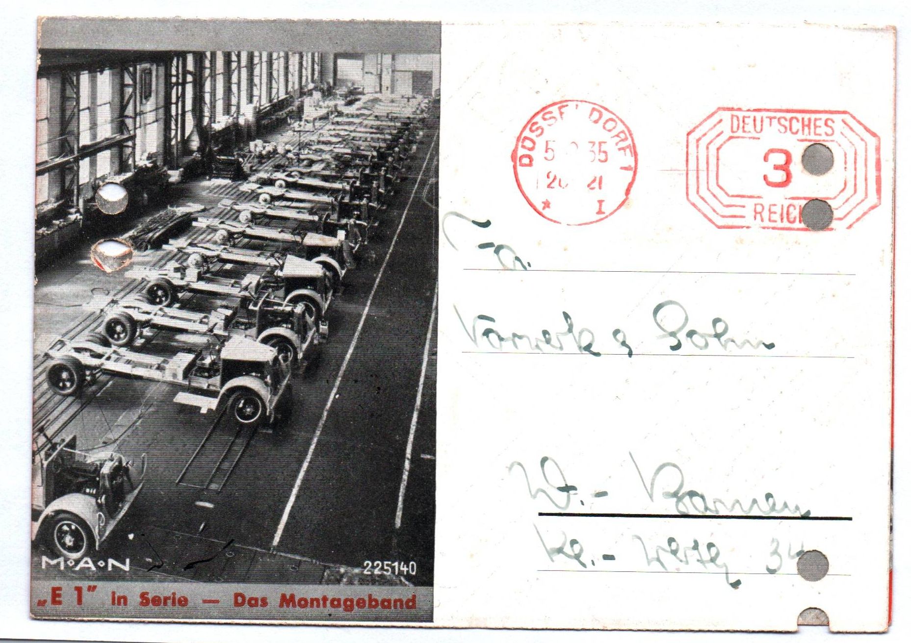 MAN Drucksache E1 der neueste Diesel Lastwagen 1935 Reklame MAN Drucksache E1 der neueste Diesel Lastwagen 1935 Reklame