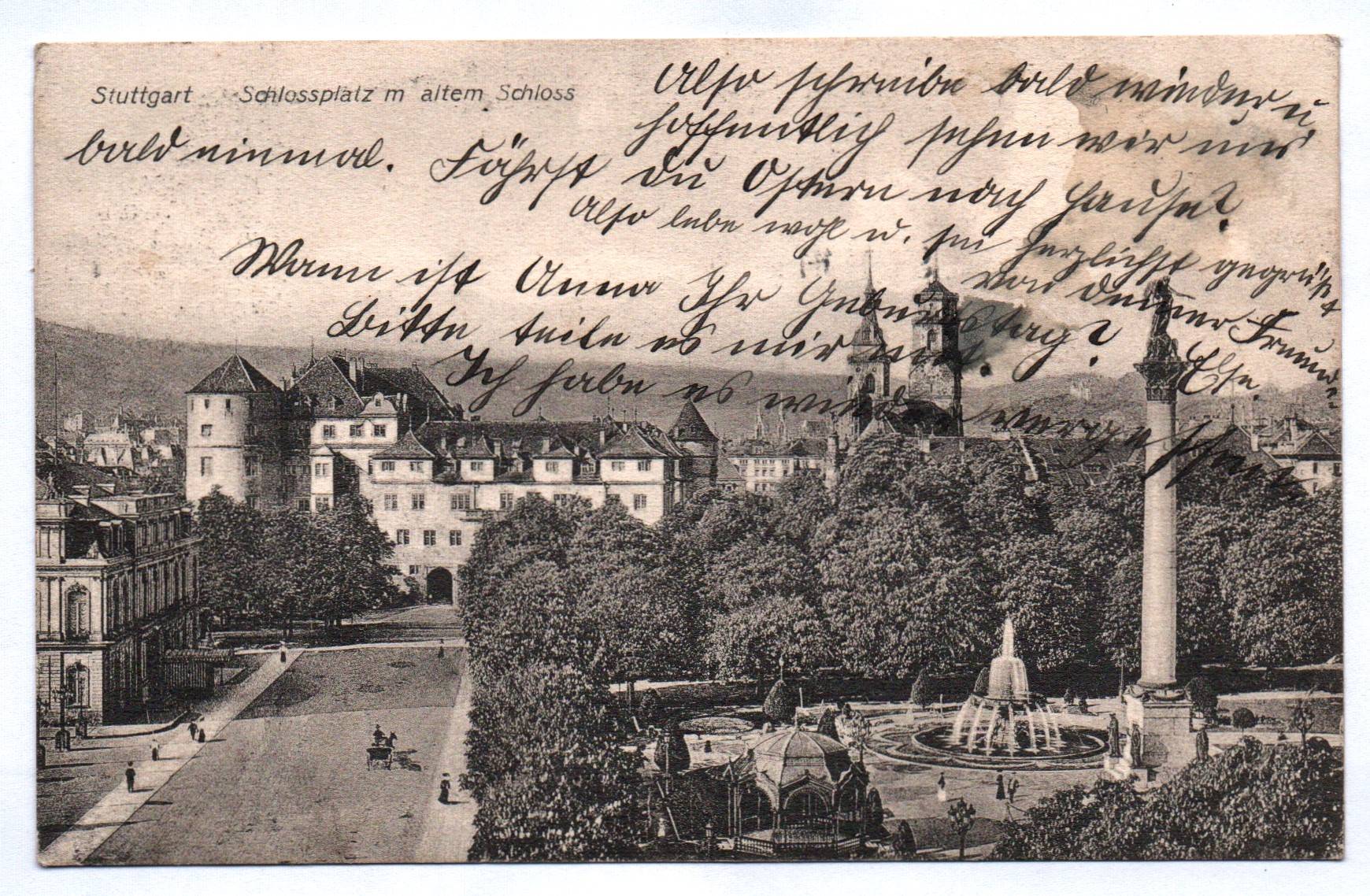 Ak Stuttgart Schlossplatz mit altem Schloss 1911