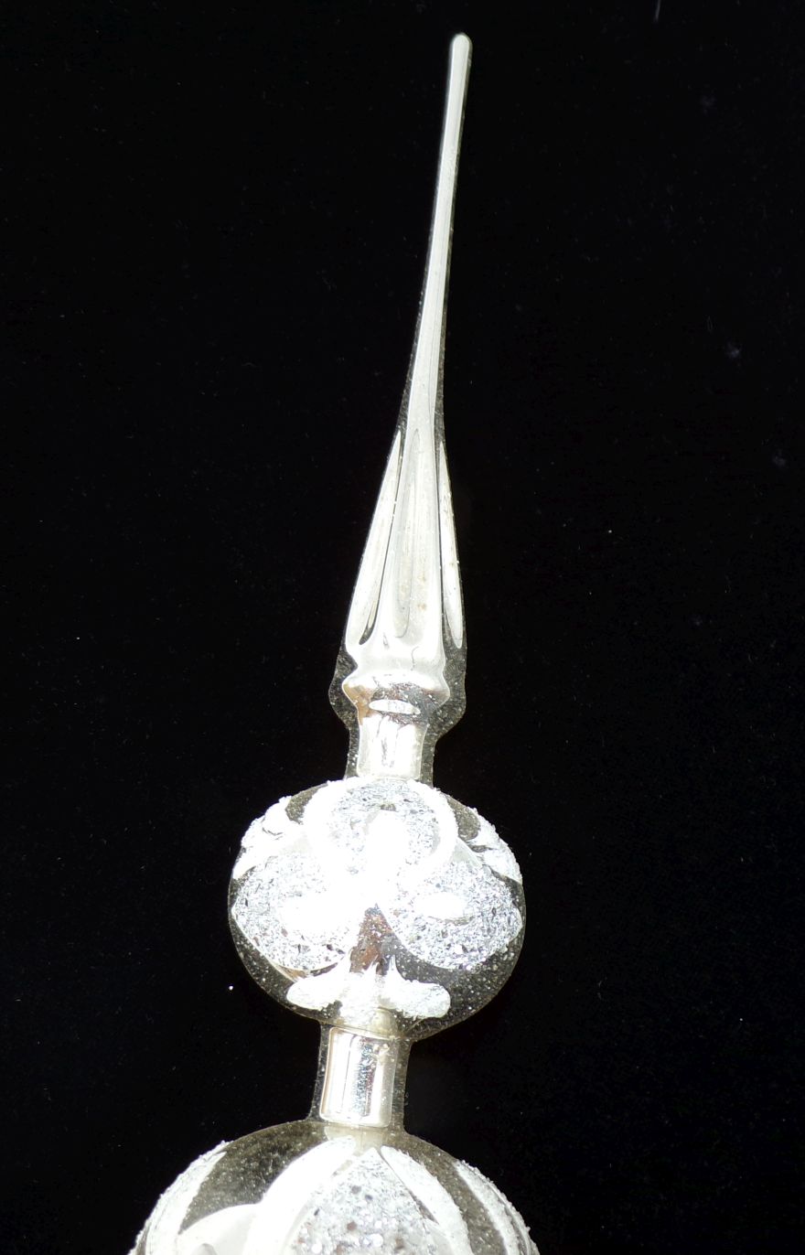 Alte Baumspitze Silber aus Glas Christbaumspitze Weihnachtsbaumspitze Lauscha 