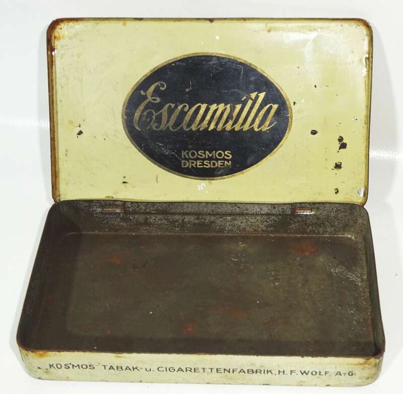 Alte Zigaretten Blechdose Escamilla Kosmos Dresden um 1920er 