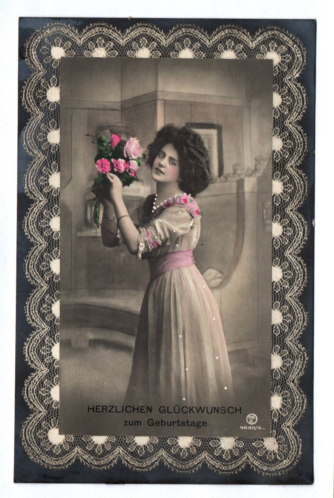 Künstler Ak Frau mit Blumen 1910