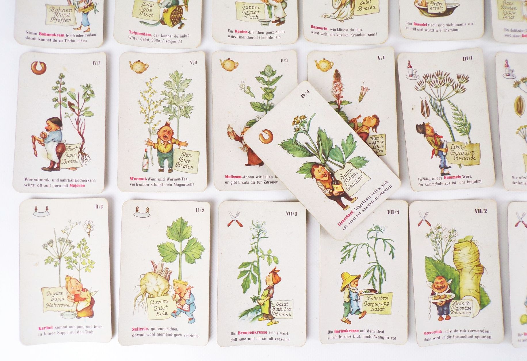 Guten Appetit Lehr Quartettspiel Schwarzer Peter Küchenkräuter um 1955 Guten Appetit Lehr Quartettspiel Schwarzer Peter Küchenkräuter um 1955