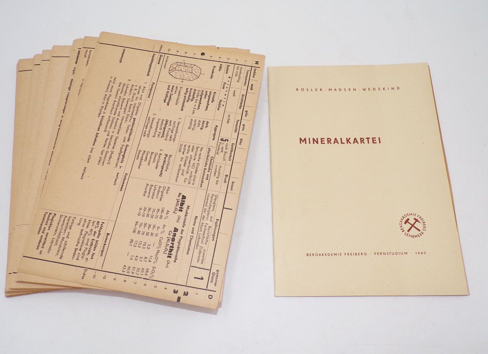 Mineralkartei Bergakademie Freiberg 1963 Rösler Madsen Wedekind 