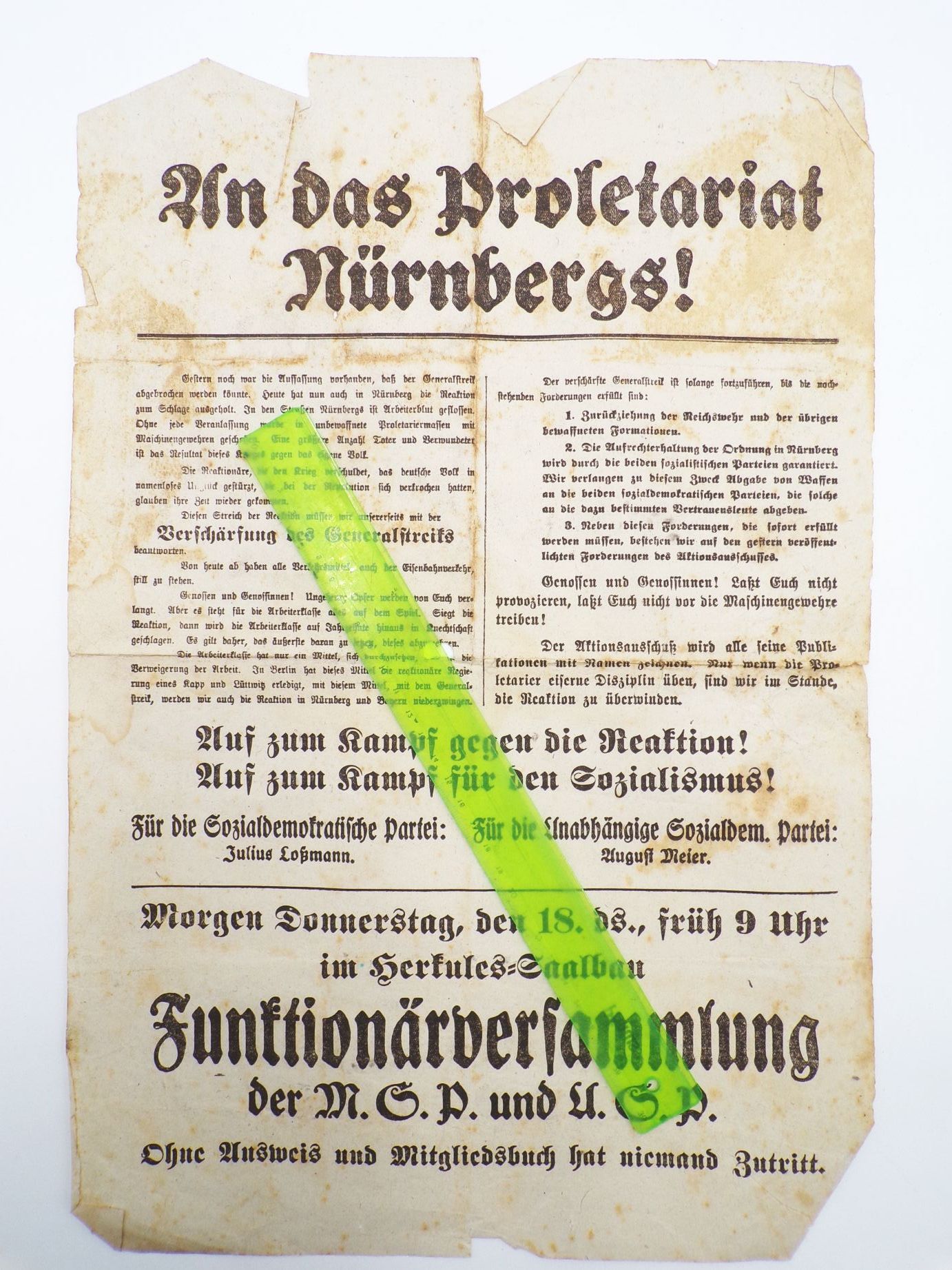 Original Flugblätter KPD SPD Kommunisten 1919 Räterepublik Nürnberg 