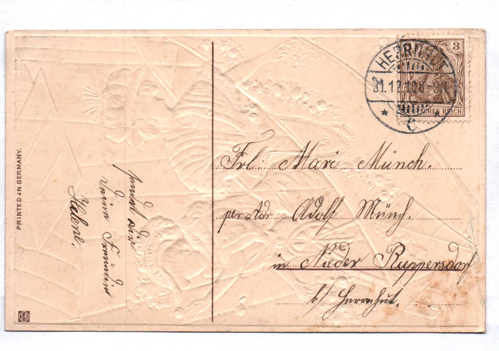 Präge Ak Damen im Zeppelin Salve Neujahr Gruß 1910 gold