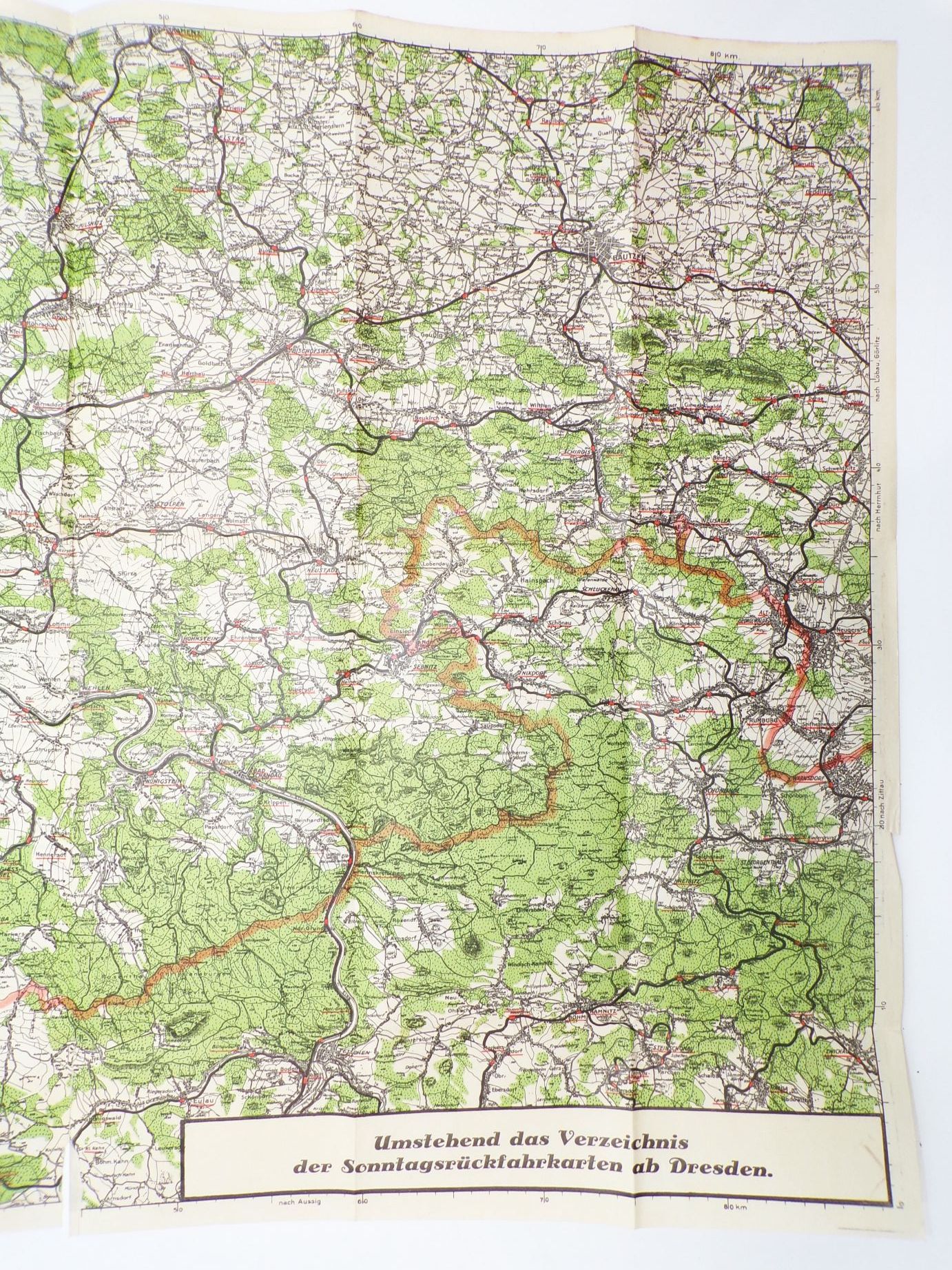 Wanderkarte für Dresden Deutsche Reichsbahn Gesellschaft 