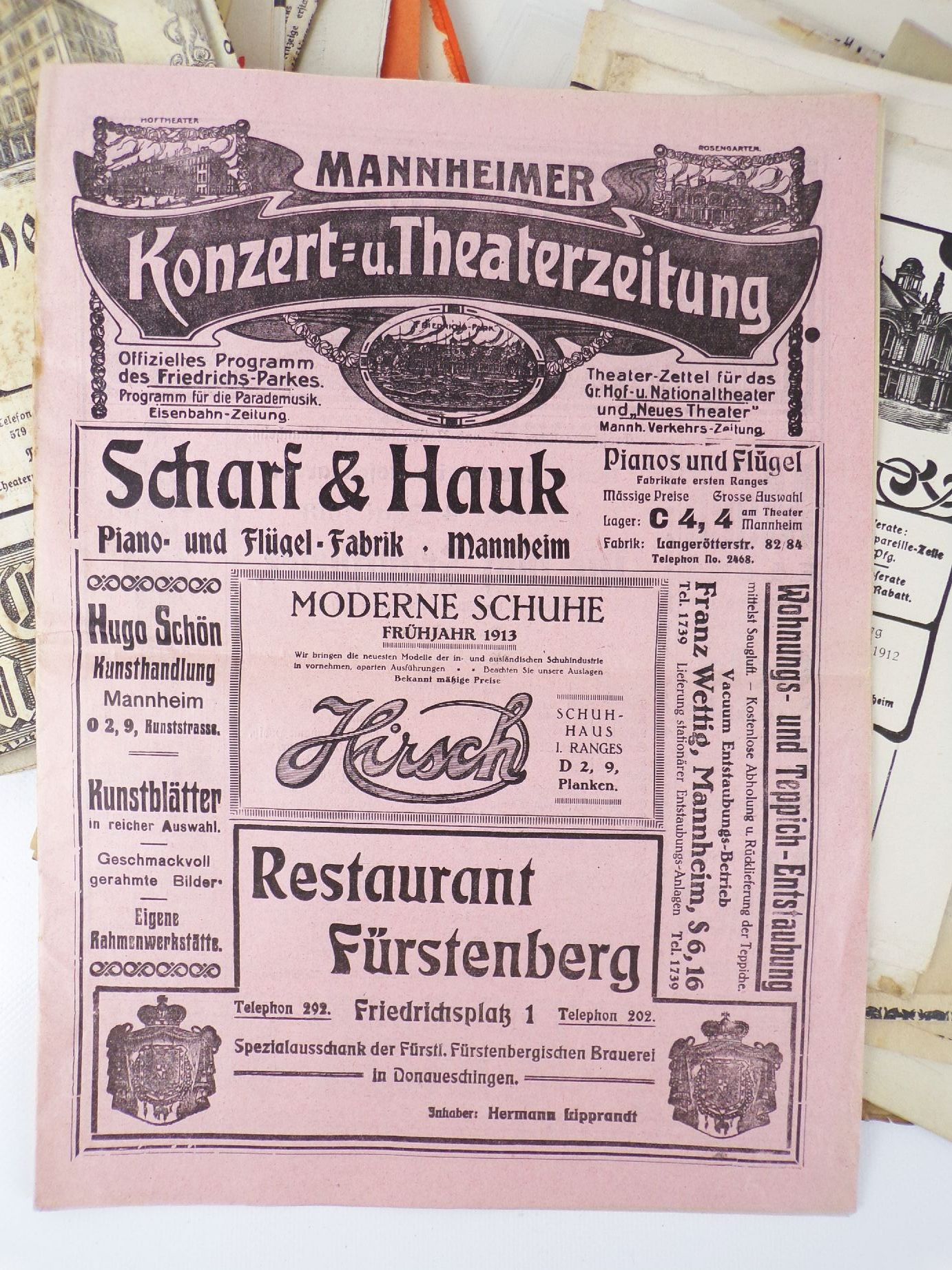 Konvolut Mannheim Theater Programme Plakate Aushänge um 1910 Konvolut Mannheim Theater Programme Plakate Aushänge um 1910