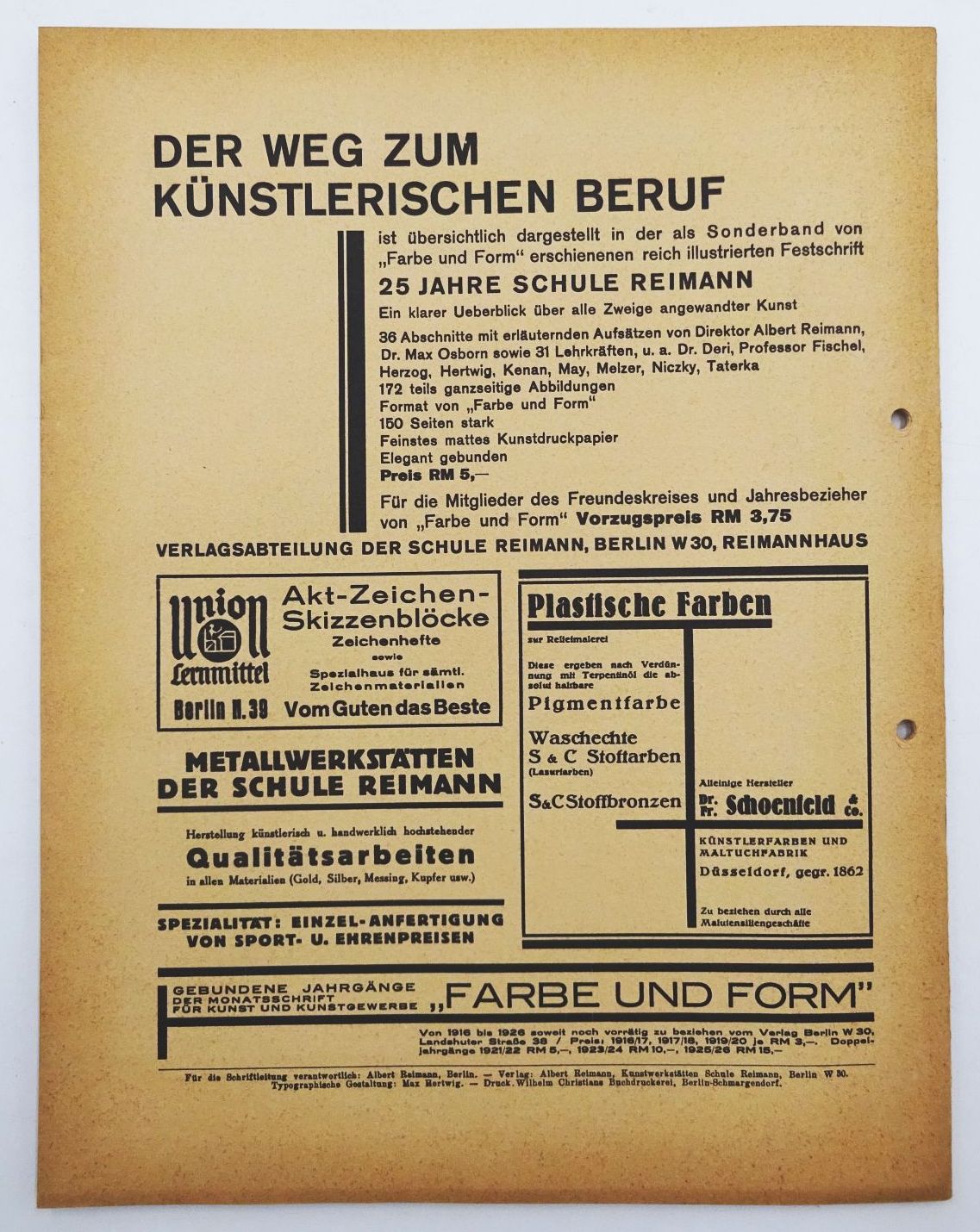 Farbe und Form Monatsschrift für Kunst und Kunstgewerbe 1928 Heft 10/11 Farbe und Form Monatsschrift für Kunst und Kunstgewerbe 1928 Heft 10/11