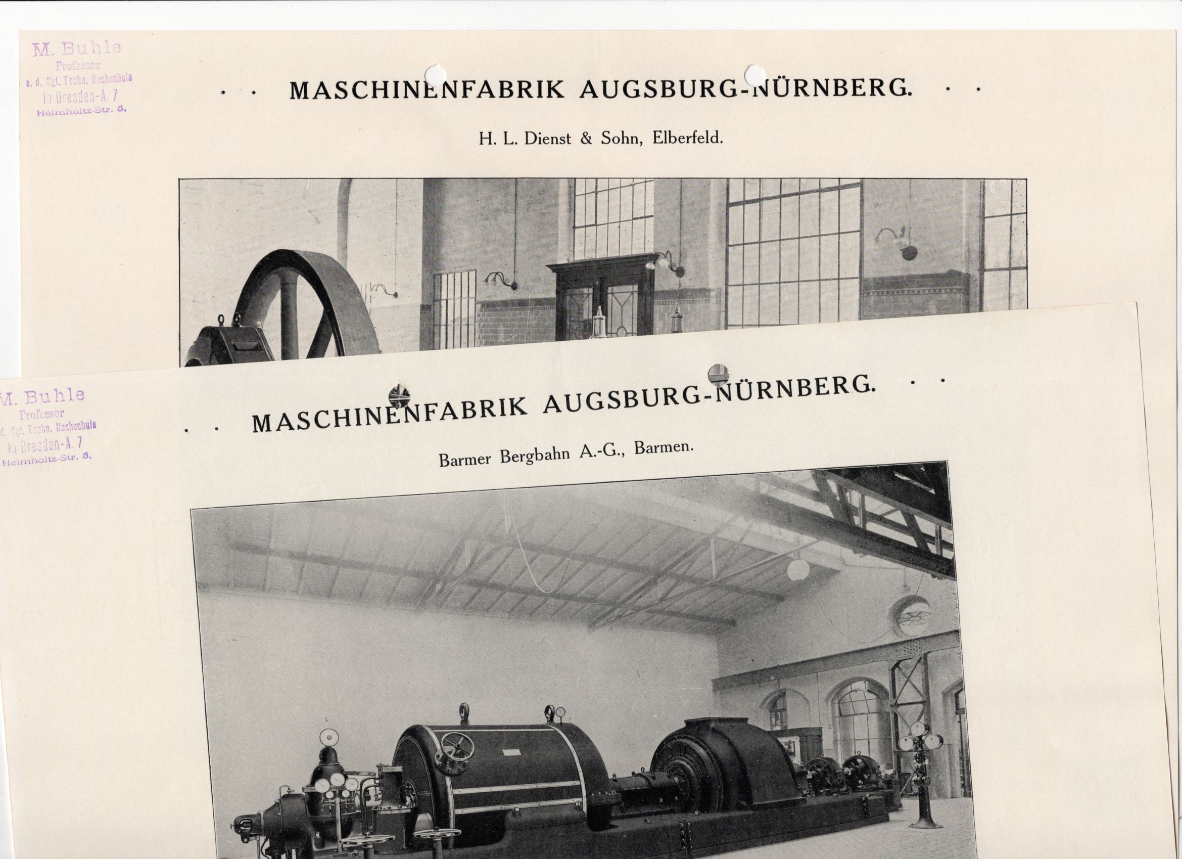 MAN Dampfturbinen Dampfmaschinen Werbeblätter Drucke um 1910
