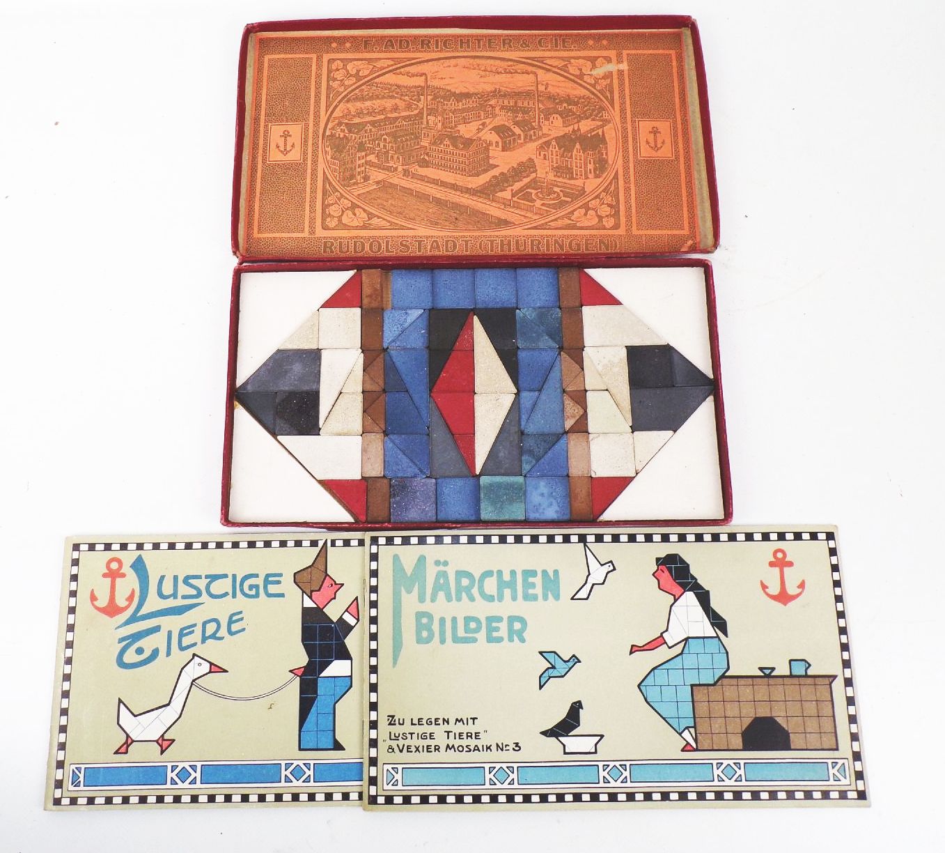 Lustige Tiere Legespiel für Kinder F Ad Richter Anker Mosaik um 1910