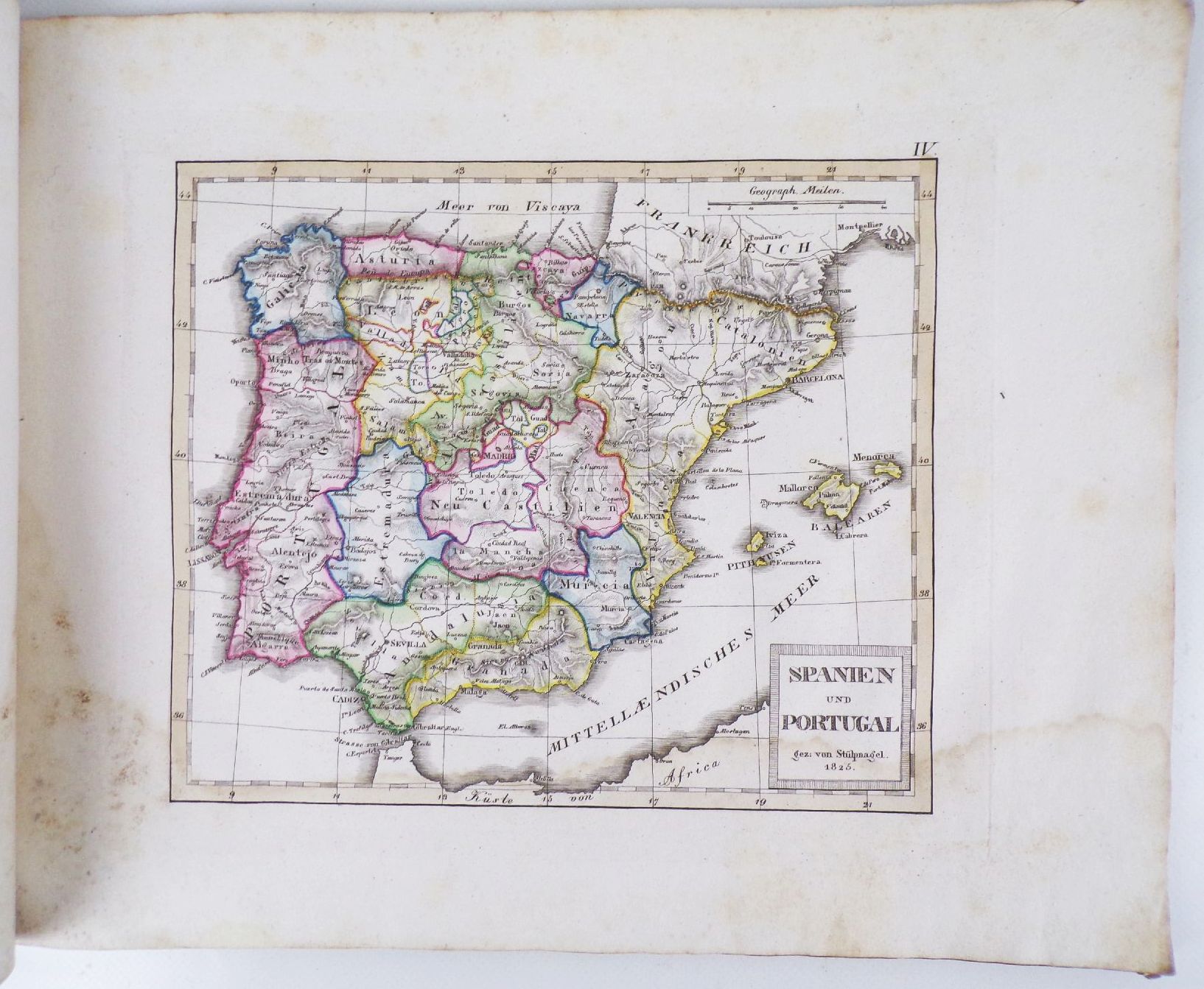 Stielers Schul Atlas 1829 kolorierte Karten