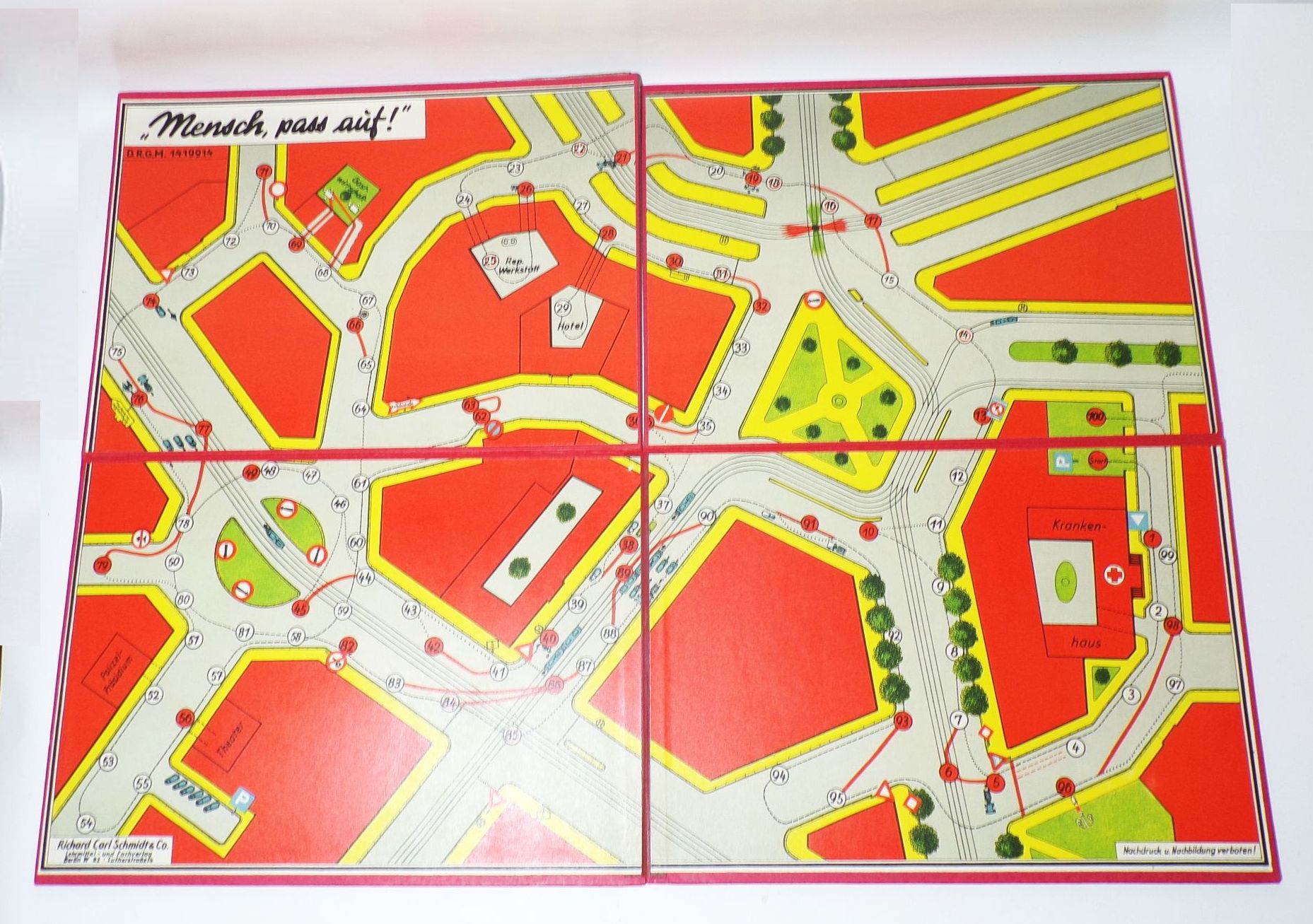 Schmidt Brettspiel Mensch paß auf Verkehrsspiel 2 Wk Zinnfiguren