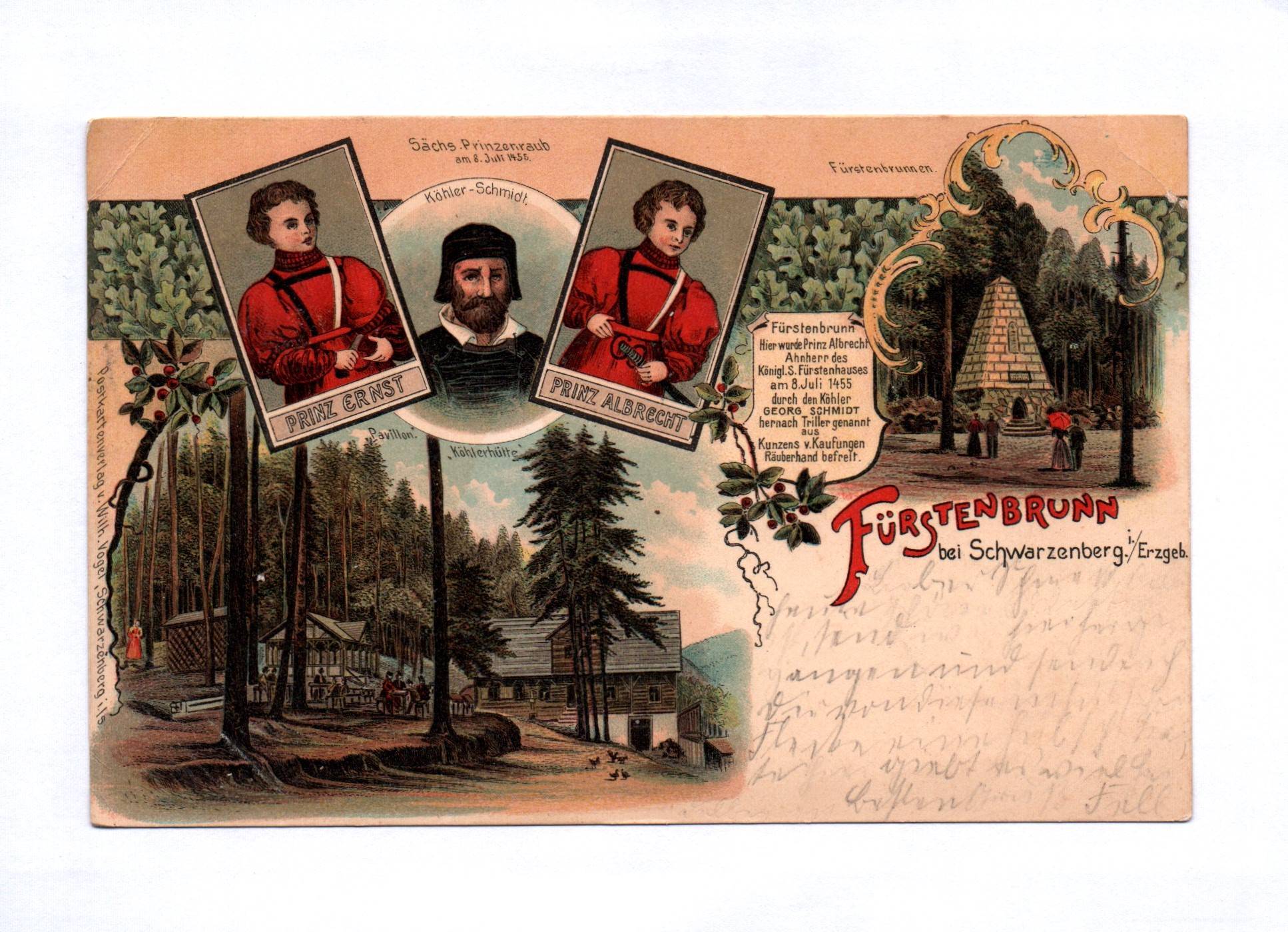 Ak Fürstenbrunn bei Schwarzenberg Erzgebirge 1902 Prinz Ernst und Albrecht Ak Fürstenbrunn bei Schwarzenberg Erzgebirge 1902 Prinz Ernst und Albrecht