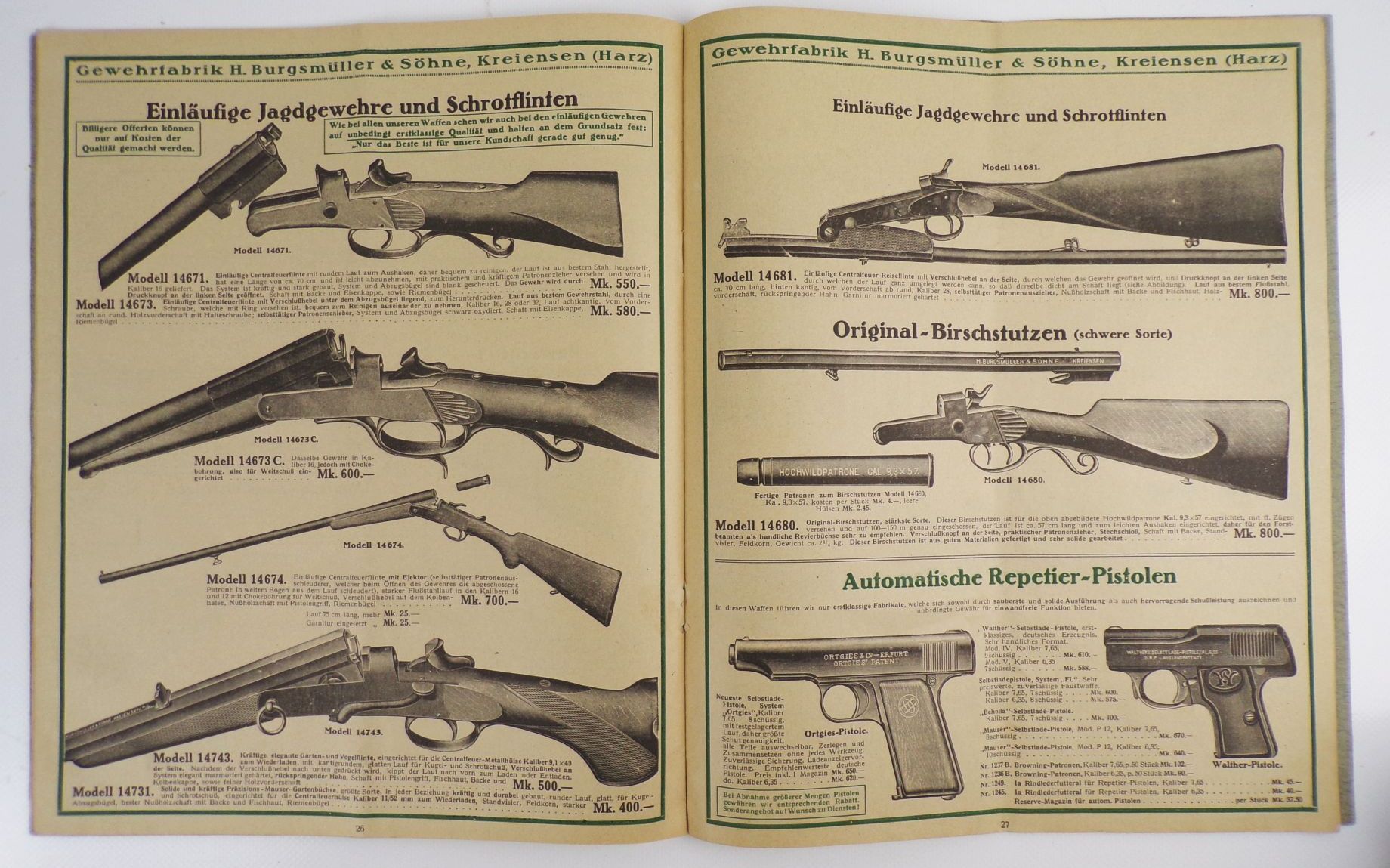 Alter Katalog Moderne Waffen Burgsmüller und Söhne Kreiensen Gewehre Pistolen Alter Katalog Moderne Waffen Burgsmüller und Söhne Kreiensen Gewehre Pistolen